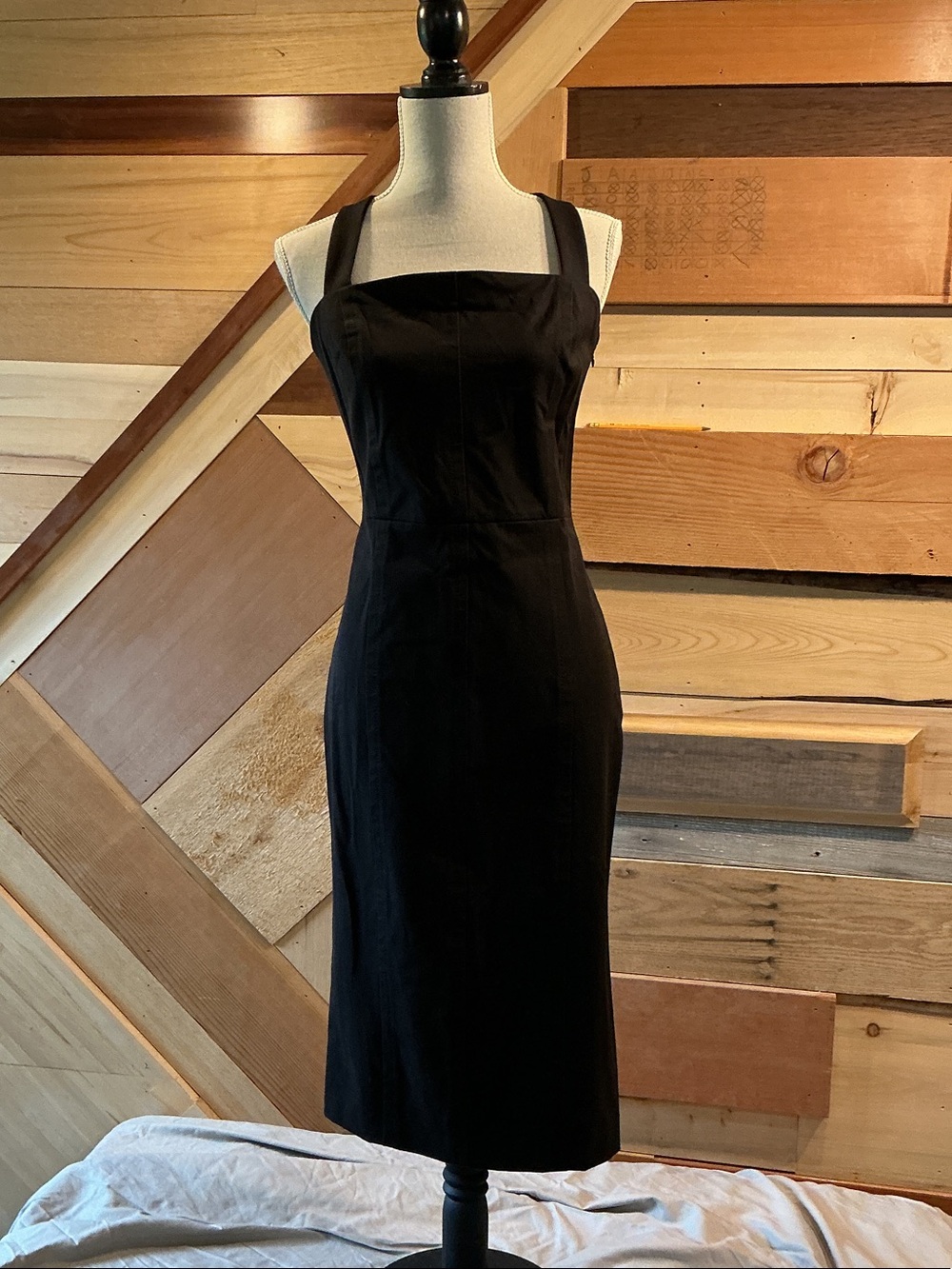 Banana Republic Black Square-Neck Midi Dress